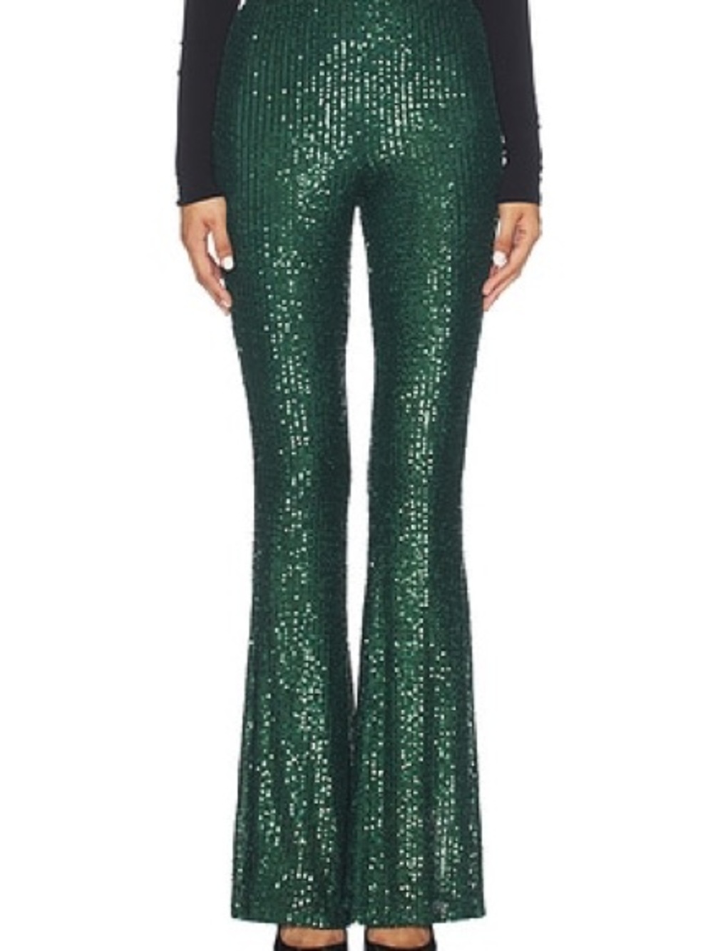 Revolve Show Me Your Mumu Mercury Bell Sequin Green Pants Size S NWOT retro 70s